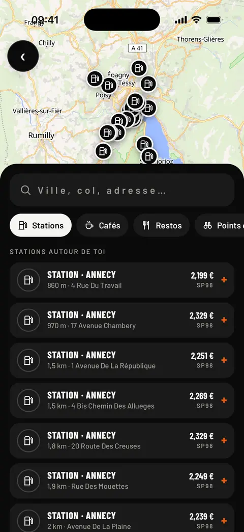 Puce Stations : les stations-service autour de soi avec le prix du SP98